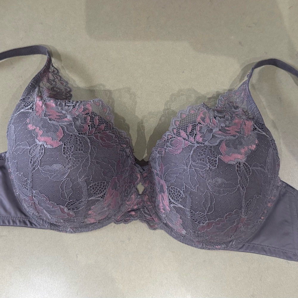 Elegant Lace Underwire Bra - Mauve